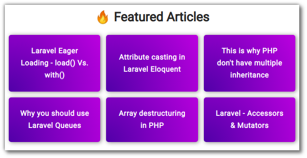 Featured Articles using CSS grid