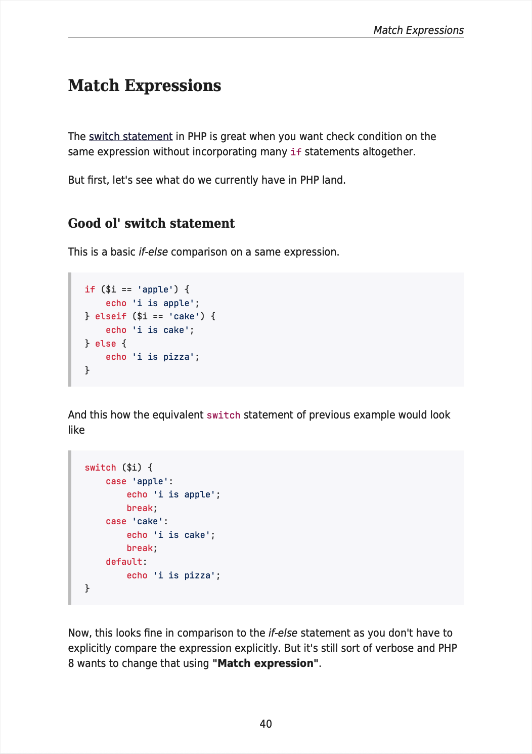 Chapter: Match Expressions
