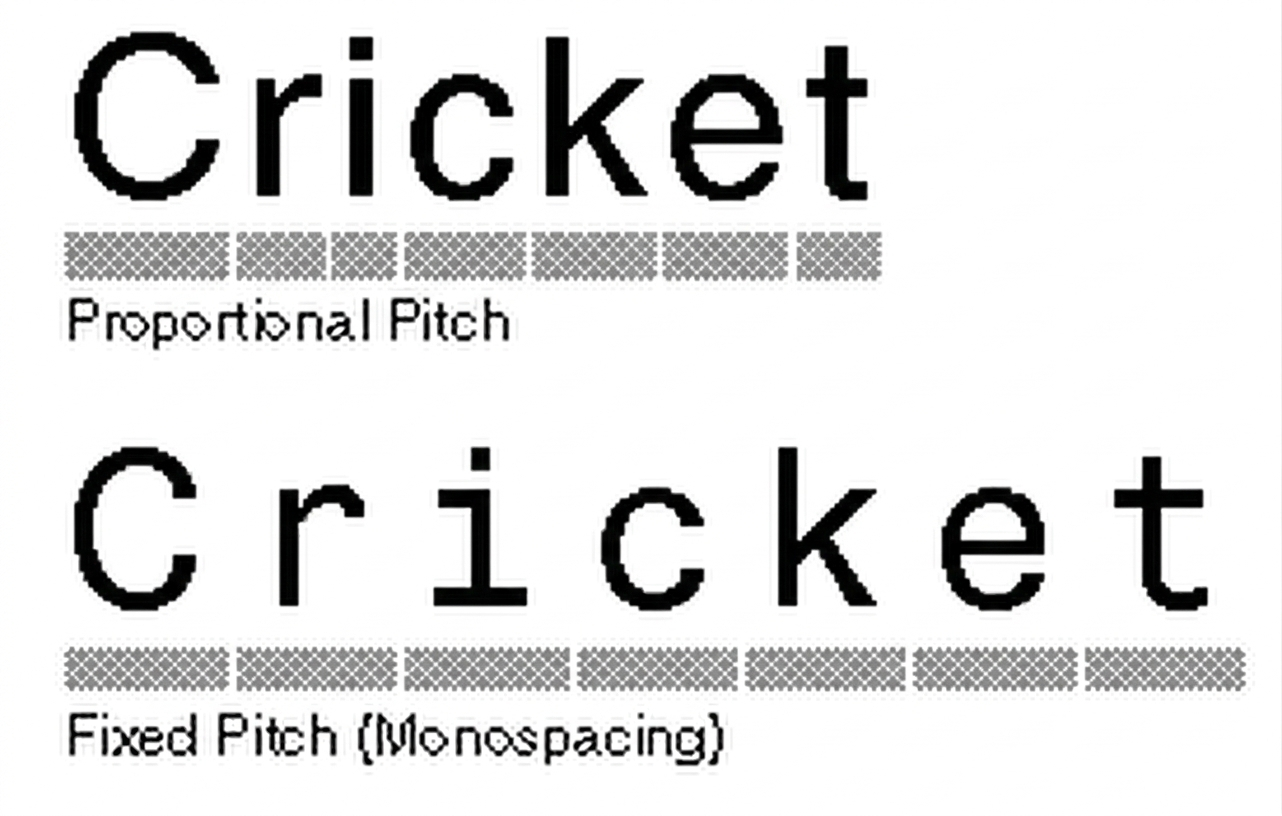 proportional vs fixed pitch